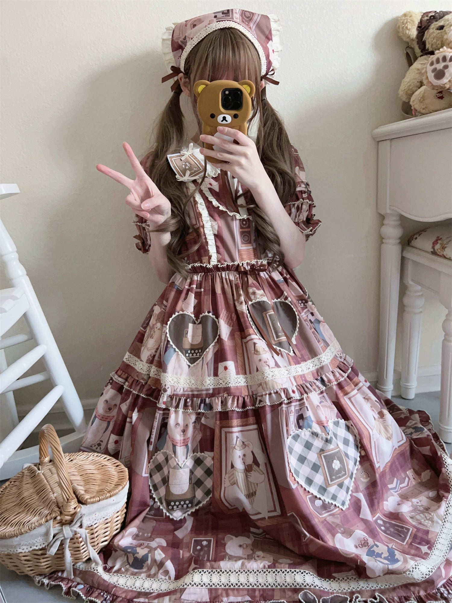 Babyblue~Gretel Bear~Vintage Lolita Dress Teddy Bear Prints Dress 33574:430572