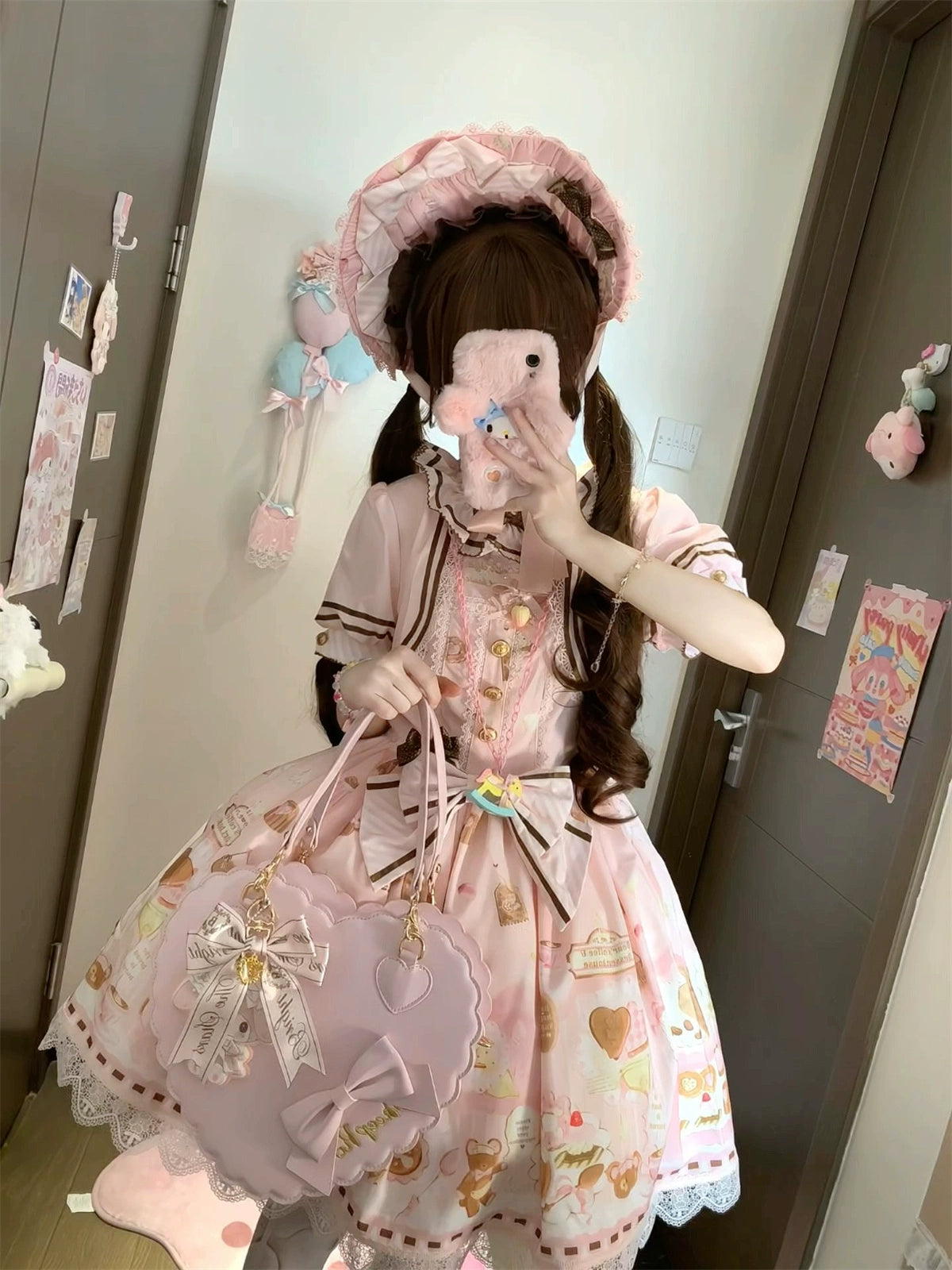 Babyblue - Dream Teahouse - Dessert Print Kawaii Lolita OP Dress Suit 43332:773736