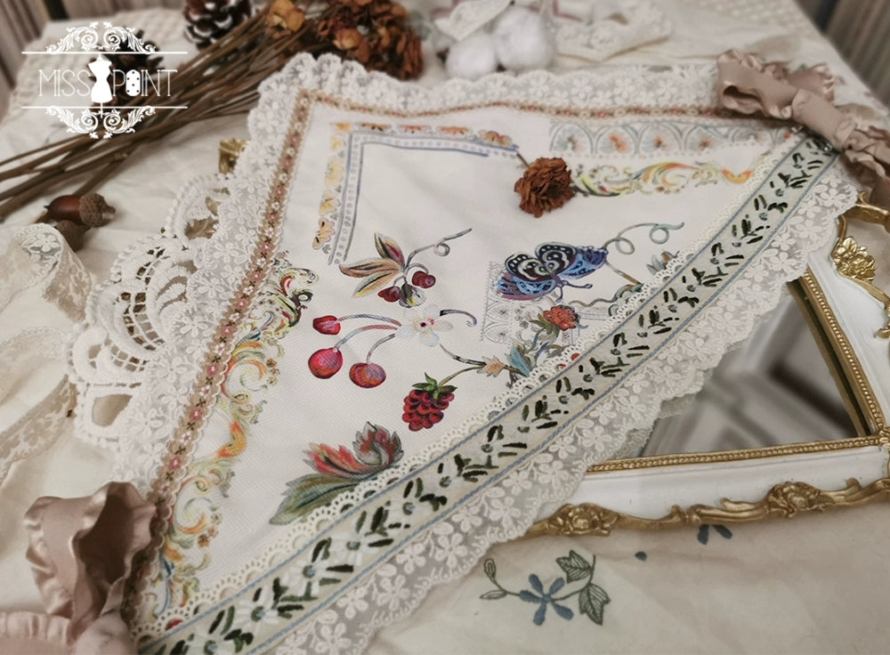 Miss Point - Praise of Abundance - Country Lolita Print Accessories Triangle Headscarf (ivory)