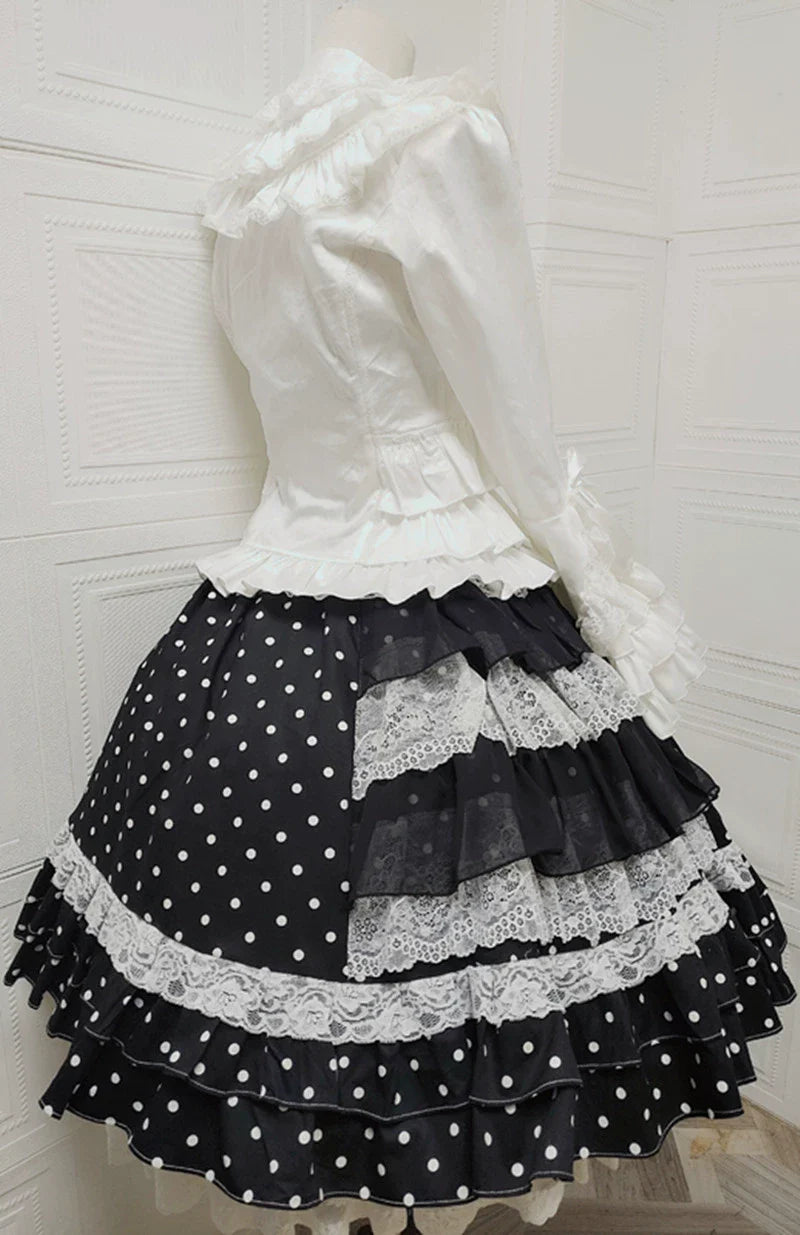 Sweet Angel - Retro Lolita Cake Skirt, Tiered Ruffles 44236:799556