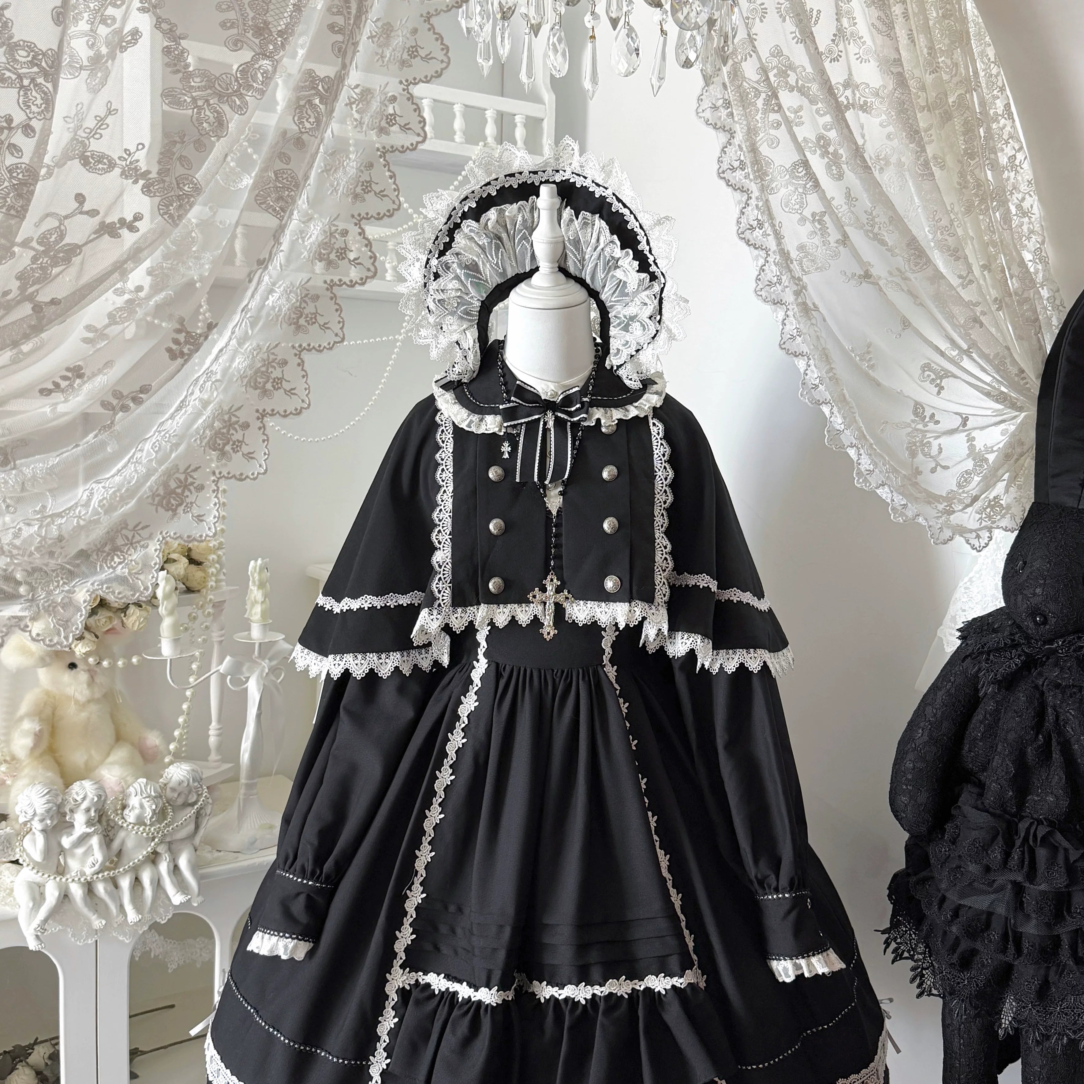 Ningyo Night - Old School Lolita OP Dress, Peter Pan Collar Cape (L M S XL) 44635:816631