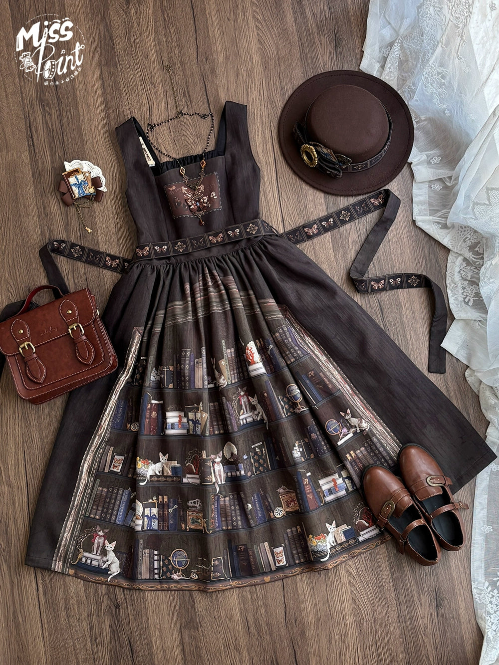 Miss Point - German Bookshelf - Classic Lolita Printed JSK Dress (2XL L M S XL XS) 44029:792929