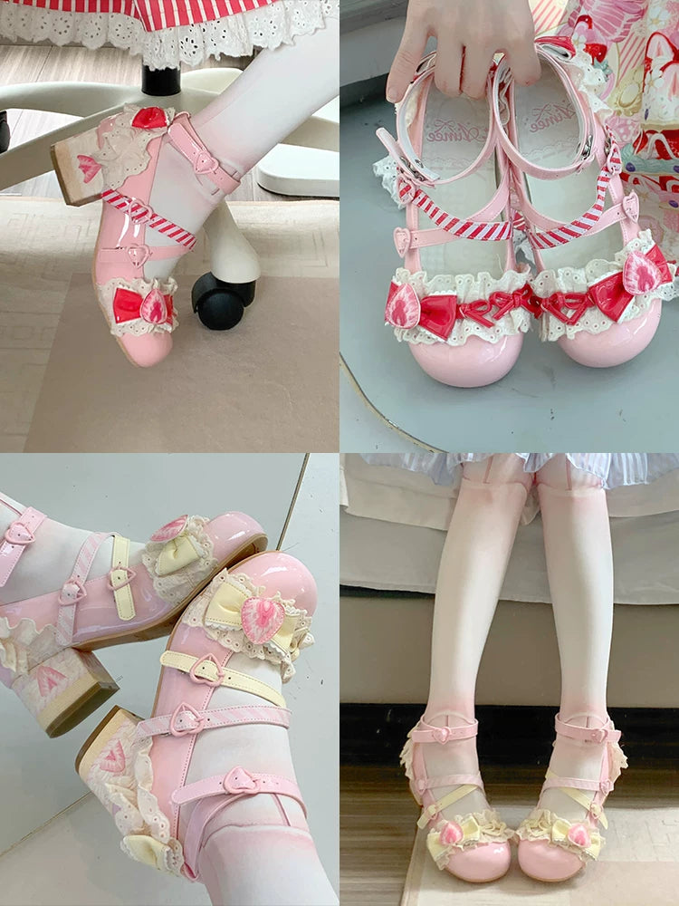 Strawberry Limited - Sweet Lolita Mary Jane Shoes, Strawberry Print 45984:870699
