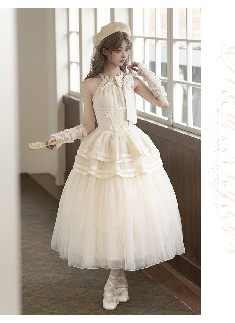 Urtto - Moonlight Dance - Elegant Lolita Halter-neck JSK Dress in Ballet Style 42588:746500