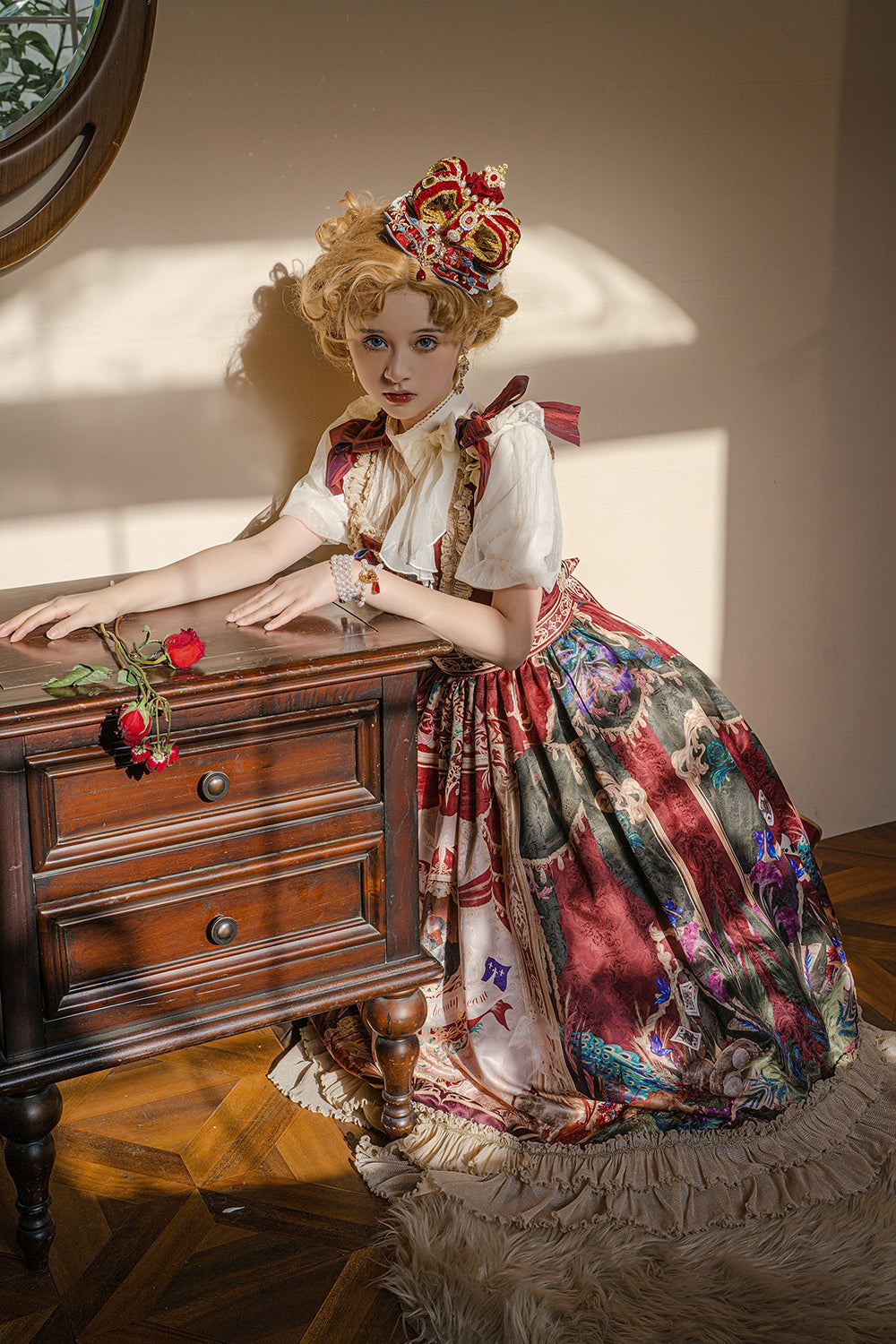 Miss Point~Kaleidoscope~Classical Lolita Shirt Dot Gauze Detachable Puff Sleeve Blouse Customized 35392:488812