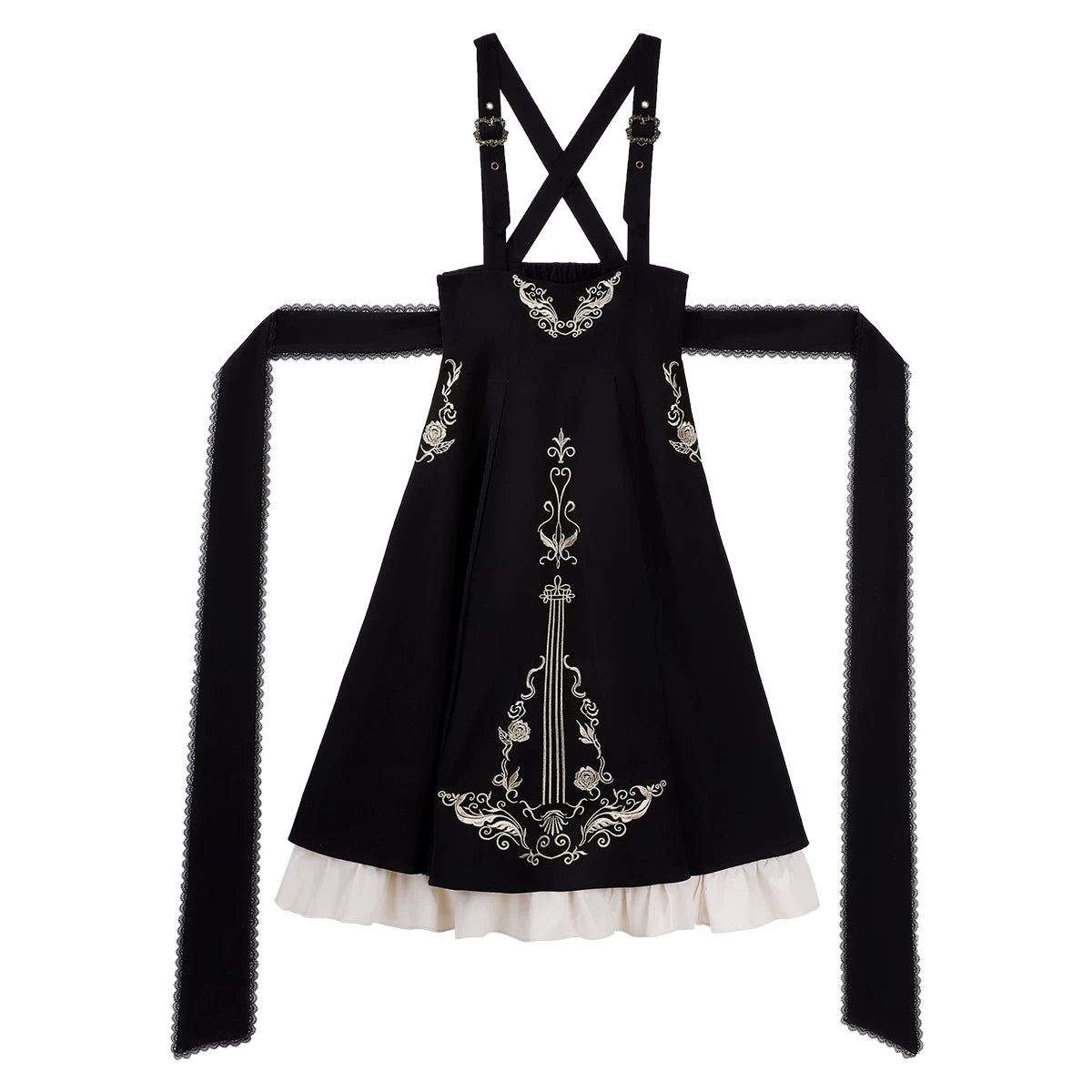 Violin Variations - Gothic Lolita Bust-supporting Dress Set, Violin Embroidery Bust-supporting Dress S