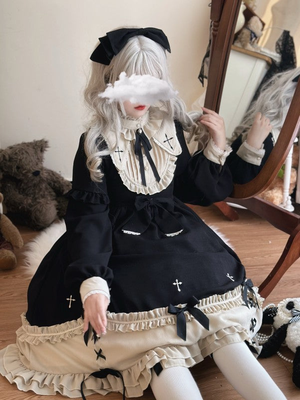 Niu Niu - Plus Size Lolita Winter OP Dress, Long Sleeve 34822:465812