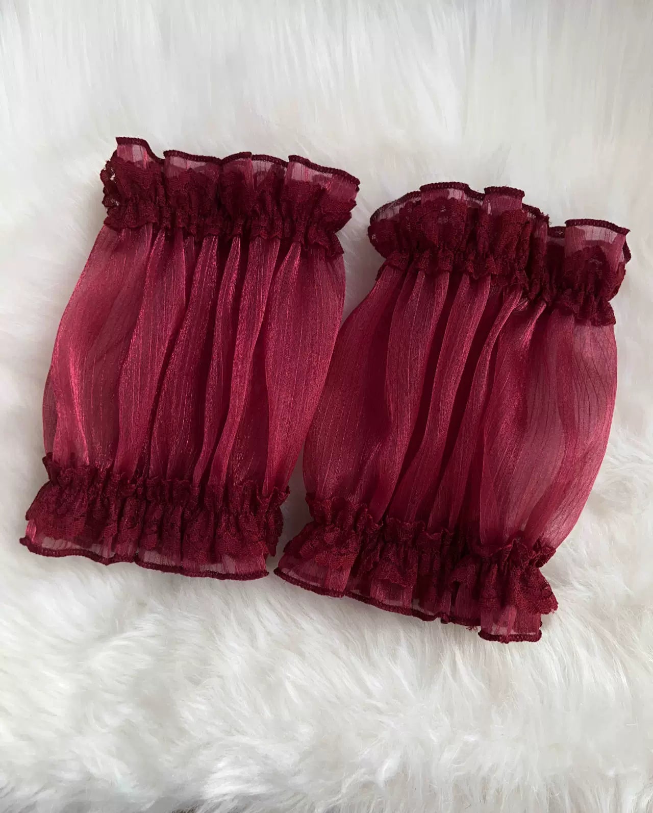 Sugar Girl - Rose Tale - Sweet Lolita Accessories Summer Trailing Short Sleeves KC One Size Burgundy cuffs