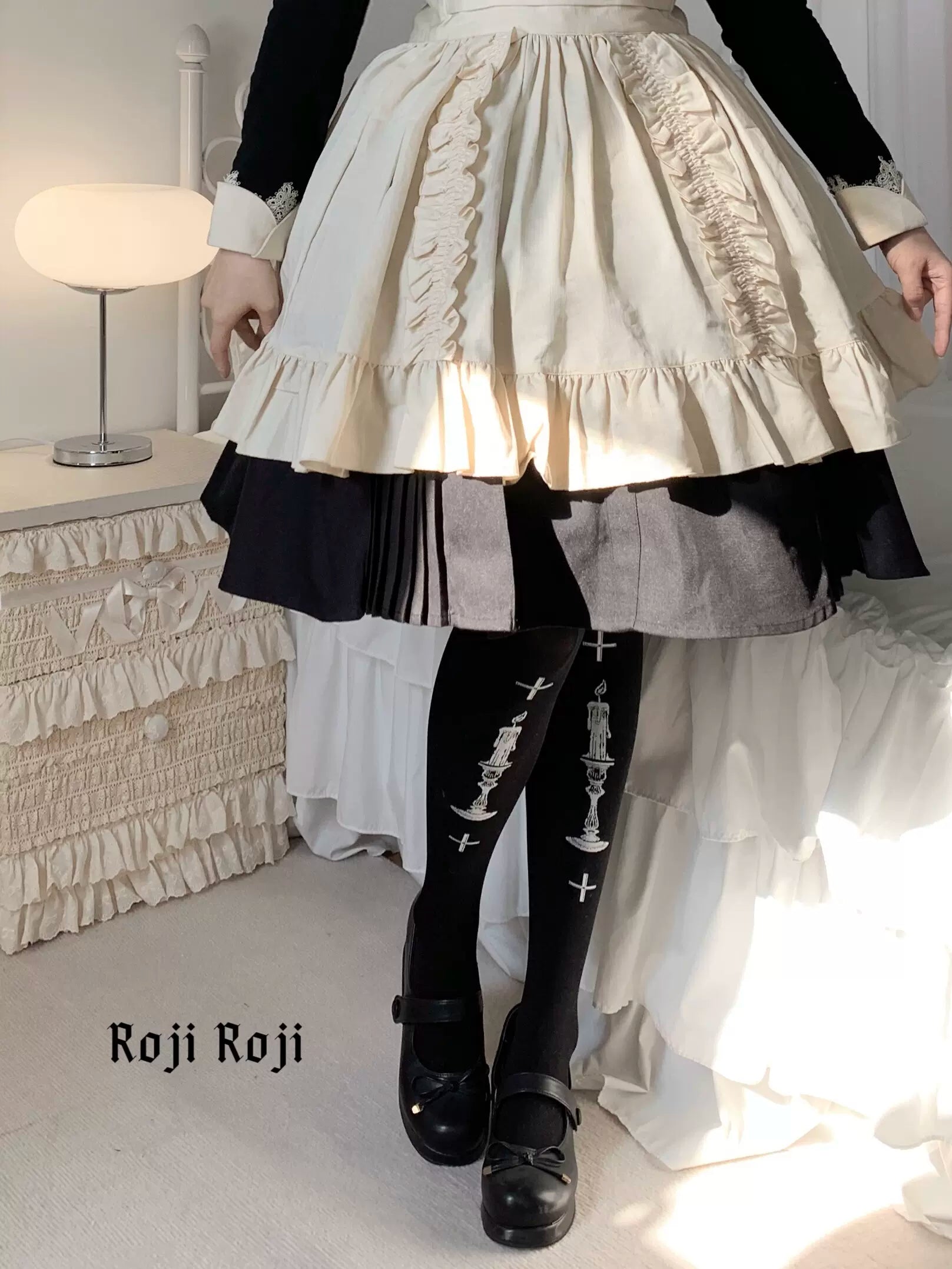 Roji roji - Gothic 80D Velvet Lolita Tights One Size (fits for height 150~175cm) black