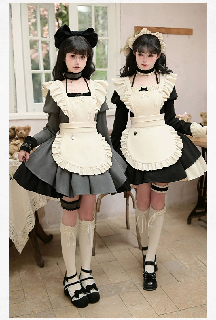 With PUJI - Suki - Maid Lolita OP Set, Detachable Apron, Juliet Sleeve
