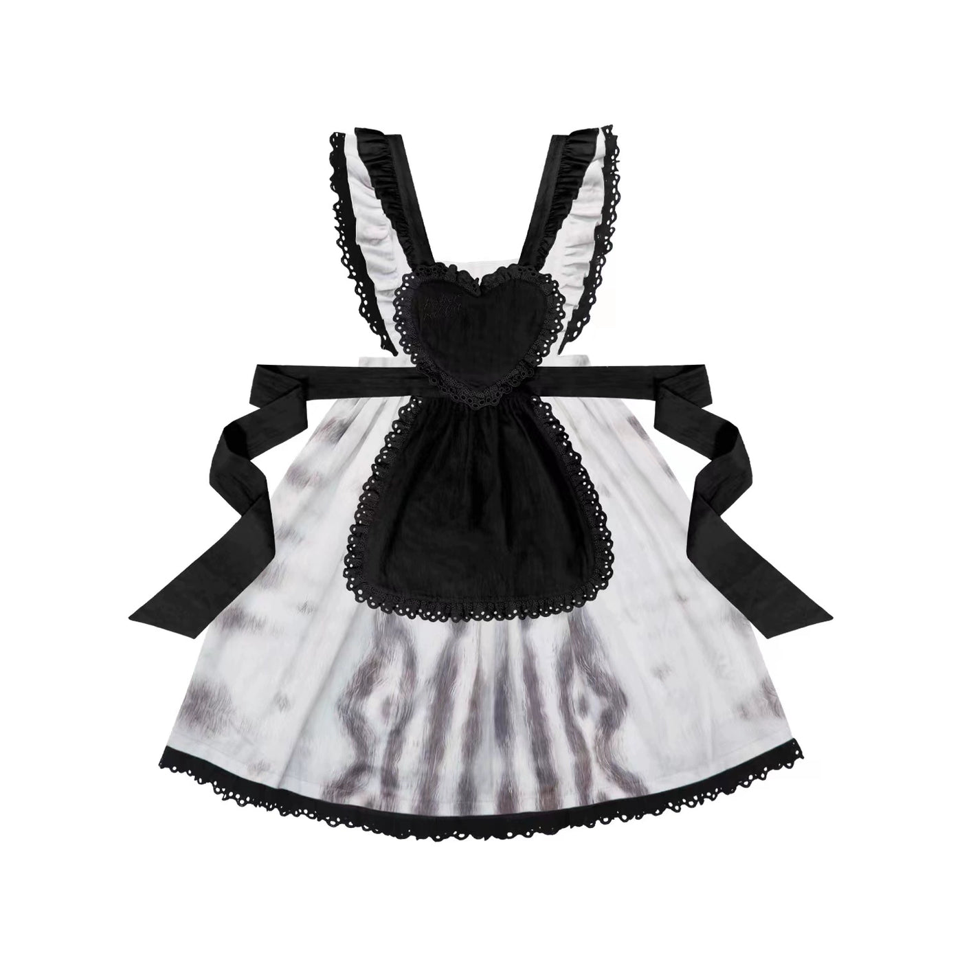 Choker Rabbit~Tabby Cat~Sweet Lolita Salopette Cat Pattern Dress Multicolors silver tabby cat pattern (black) salopette dress+black apron S 