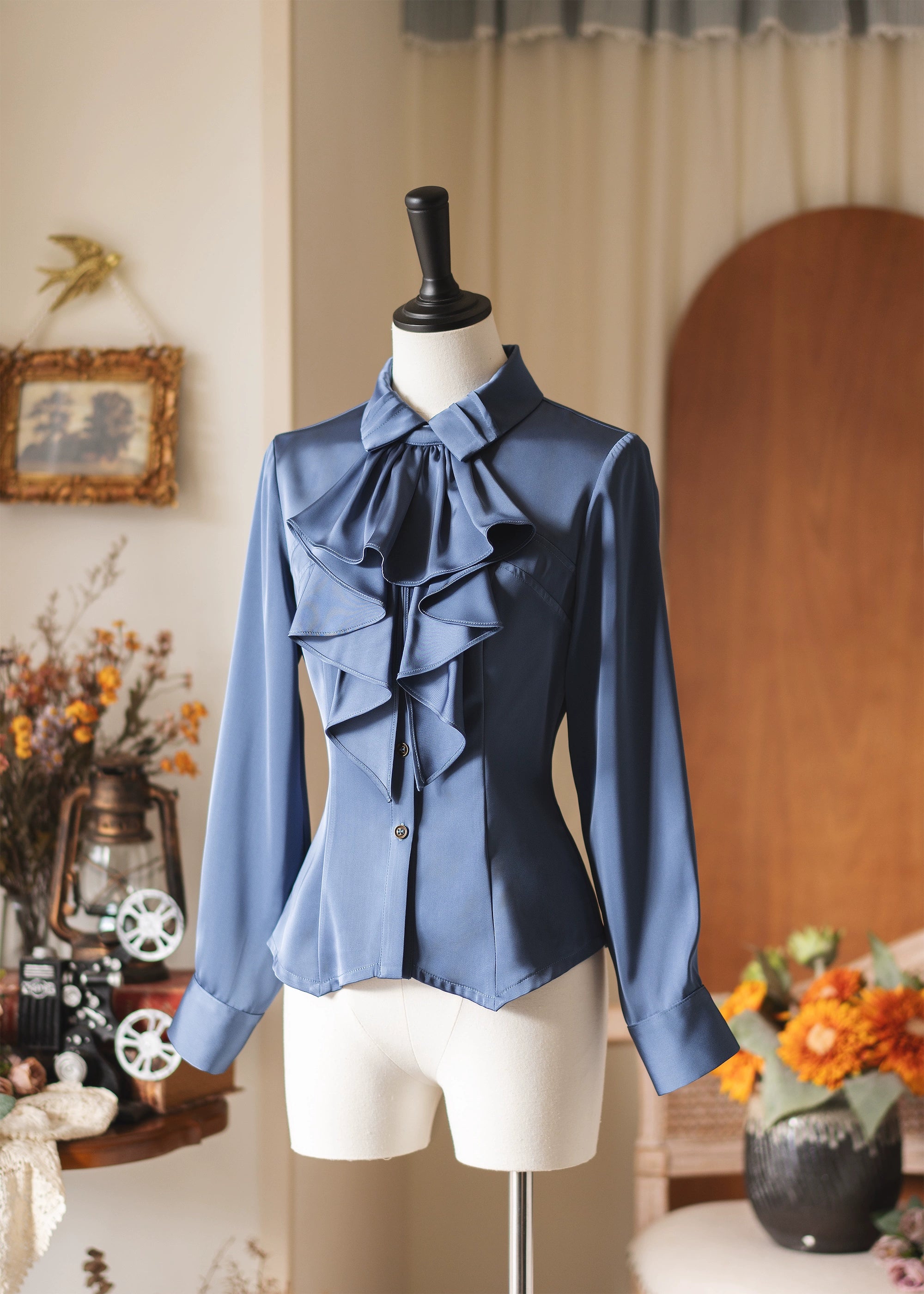 Forest Wardrobe - Forest Dew - Elegant Lolita Slim Fit Shirt, Detachable Jabot (2XL L M S XL) 44189:798205