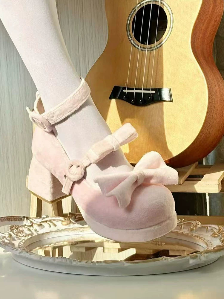 Covenant Doll - Sweet Lolita Chunky Heel Shoes, Detachable Bow