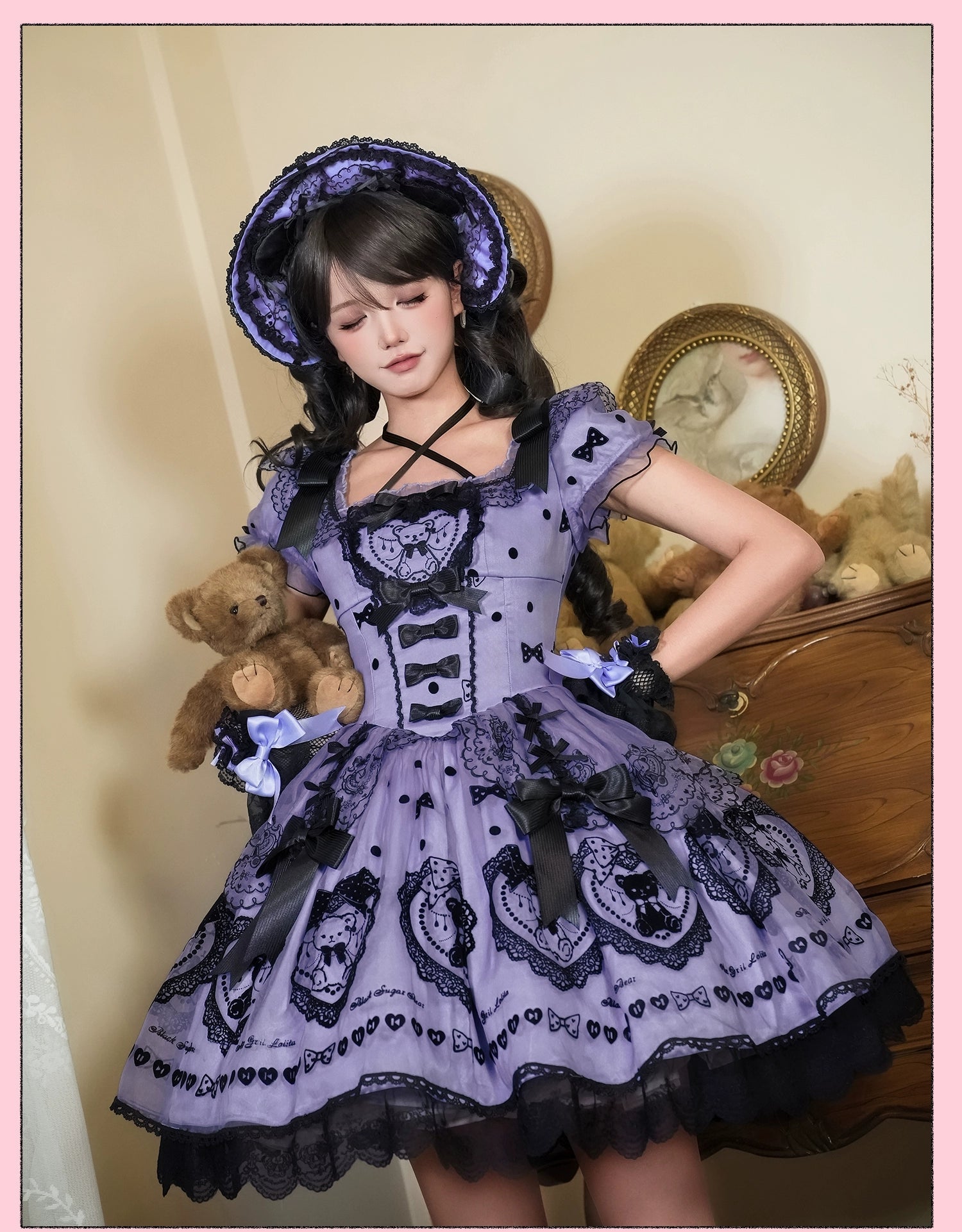 Alice Girl - Brown Sugar Bear - Printed Sweet Lolita Dress, Multiple Styles