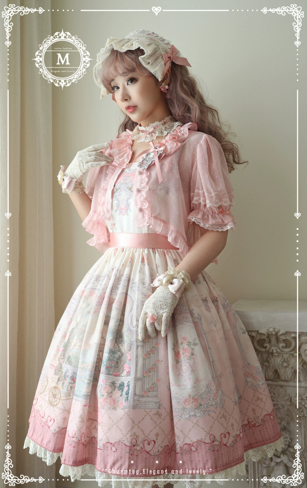 Moon River - Swan Lake Mirror - Pink Sweet Lolita Print JSK Dress 43705:783399