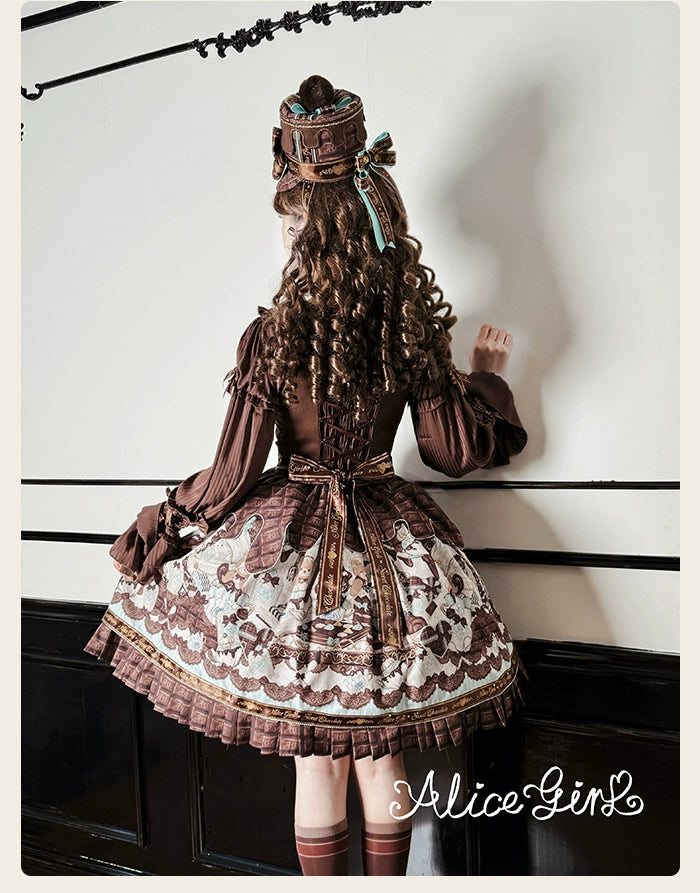 Alice Girl - Bear Chocolate Bar - Kawaii Lolita JSK & Salopette Dress 43851:787046
