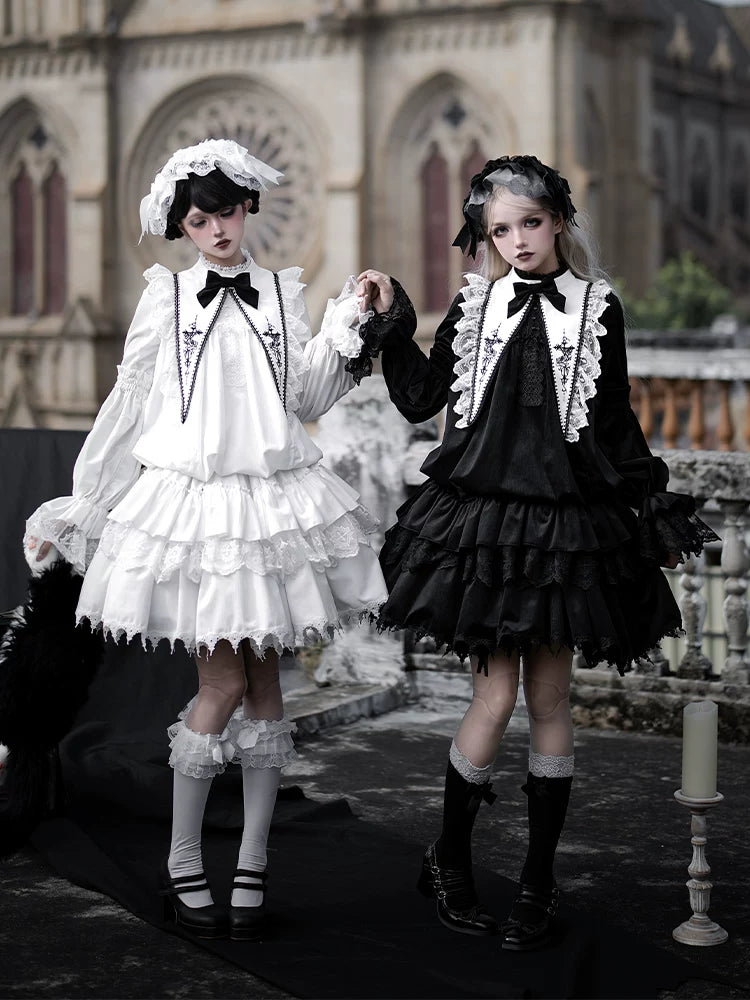 Dawn Bell & Dusk Song - Gothic Lolita Velvet OP Dress, Back Zipper