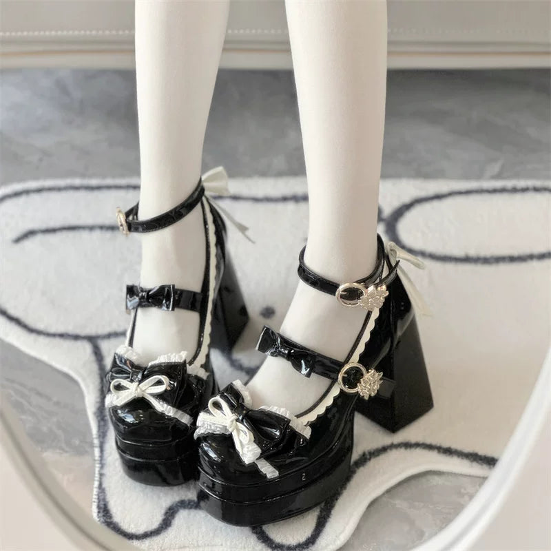 Dreamy Butterfly - Sweet Lolita Round Toe Heel Shoes, Bows & Ruffles 45139:835979
