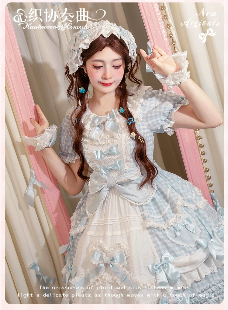 Mademoiselle Pearl - Heart Woven Concerto - IP Collab Sweet Lolita OP Dress, Bow Accents