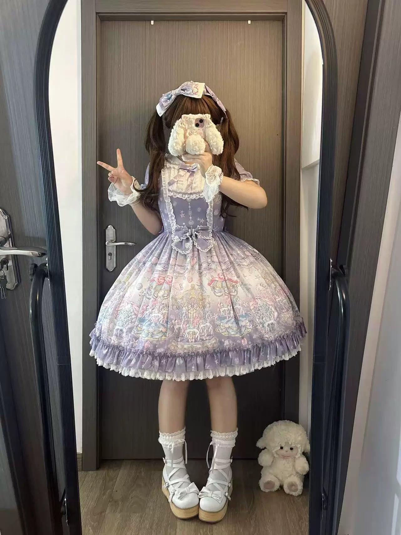 Glimmering Carousel - Sweet Lolita OP & JSK Dress Set, Ocean Carousel Print 45827:863912