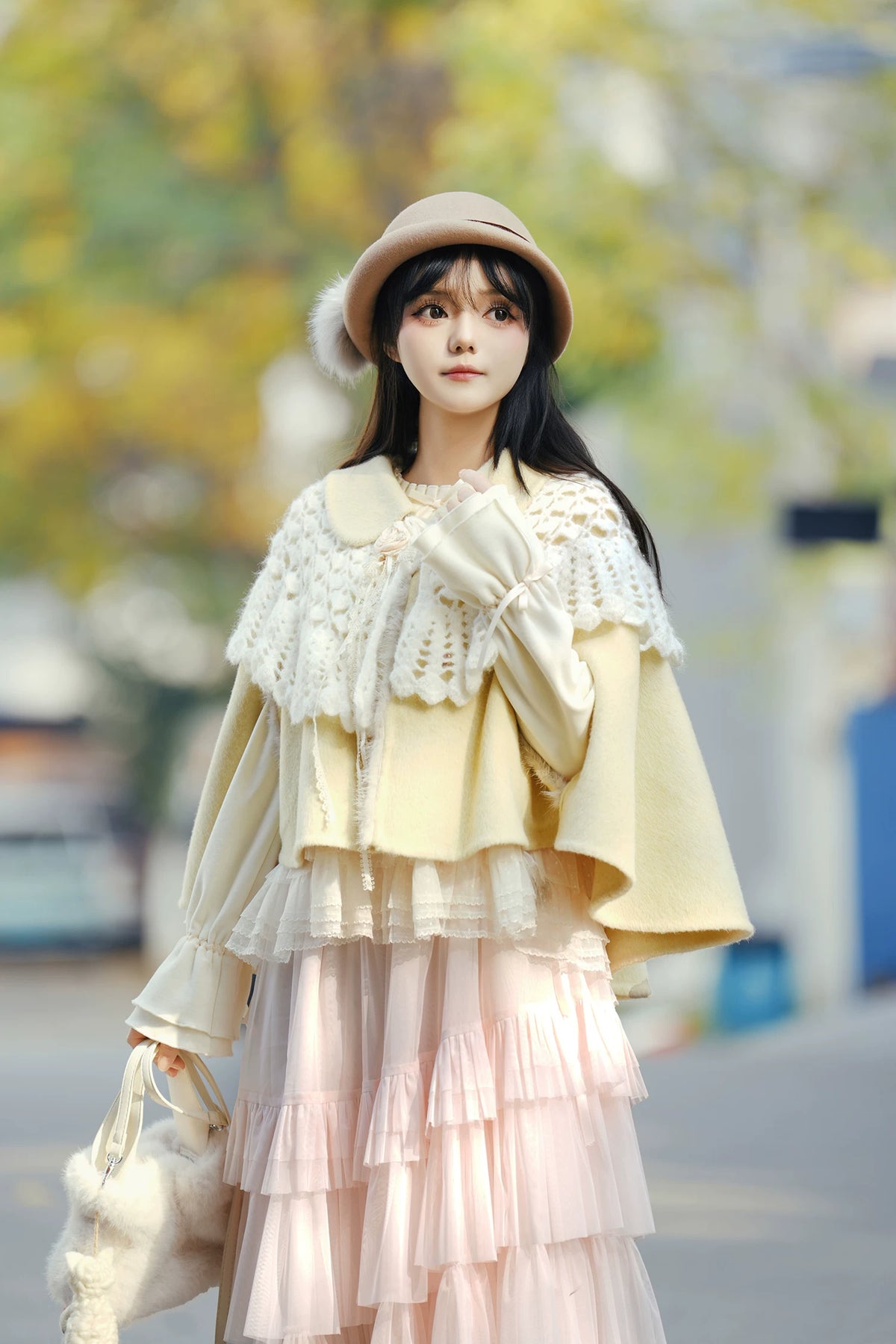 Himawari - Sweet Lolita Long Sleeve Blouse, Tiered Ruffle Collar 45973:869751