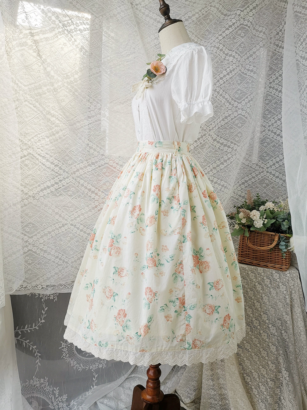 Miss Point - Customized Vintage Sweet Elegant Rose Skirt
