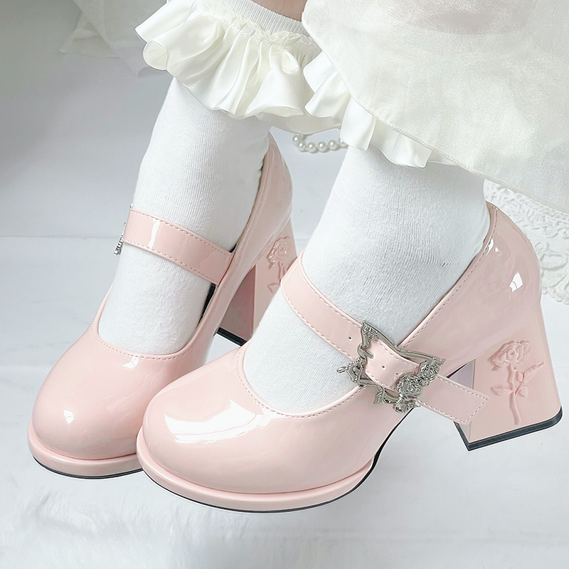 Dreamland~Wanxiang Cycle~Elegant Lolita Heel Shoes with Embossed Rose 42471:741391