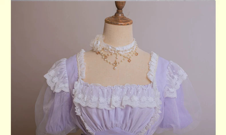Waltz - Classic Lolita Accessories, Long Mesh Trailing Choker Only Purple
