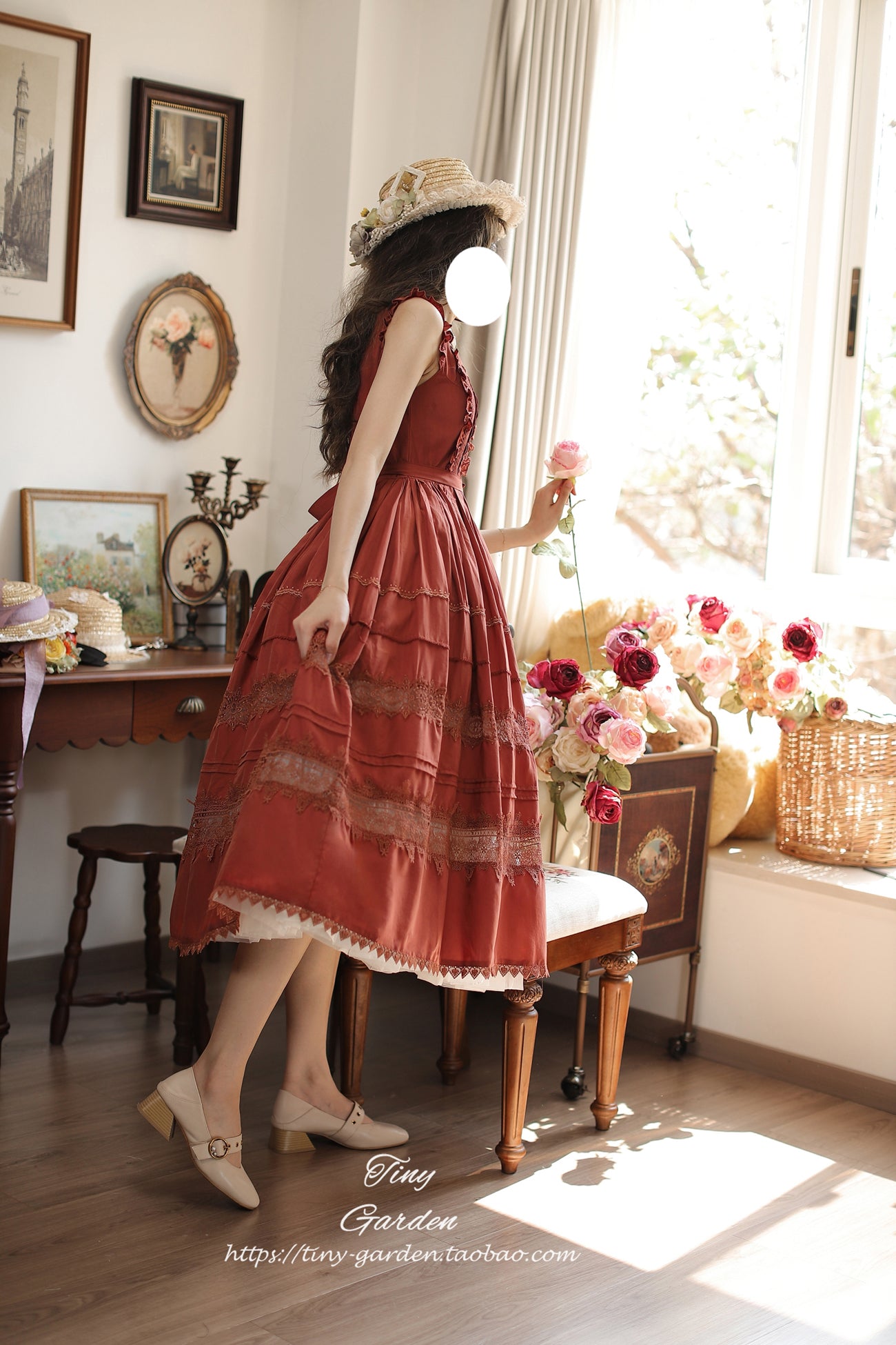 Tiny Garden~Spring Whisper~Solid Color Classic Lolita JSK Dress with Tulle Apron 42655:748149