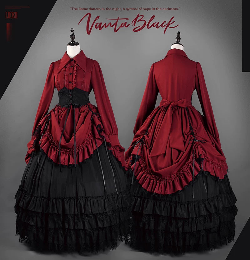 Amala - Long Gothic Lolita Petticoat, Tiered Hem 44430:808678