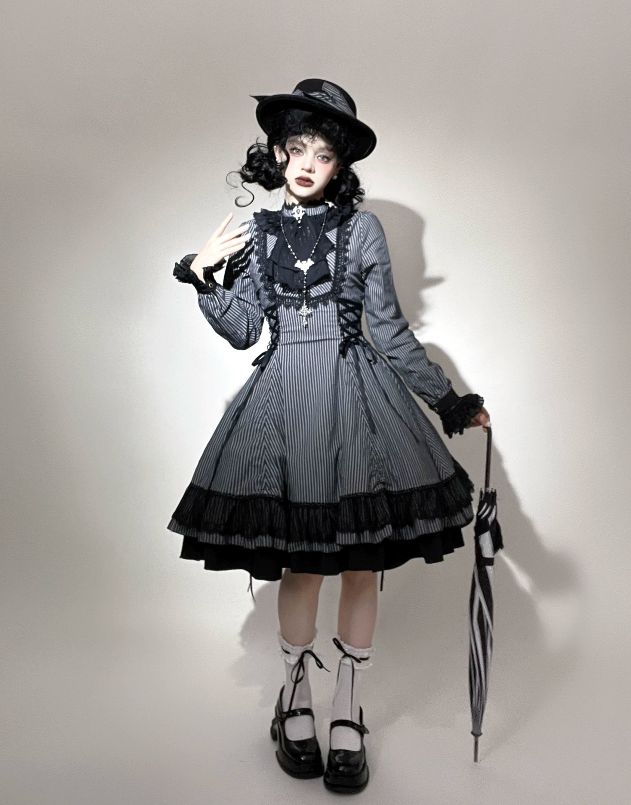Perint Manor - Gothic Lolita Striped Dress, Tailor-made 44410:808330