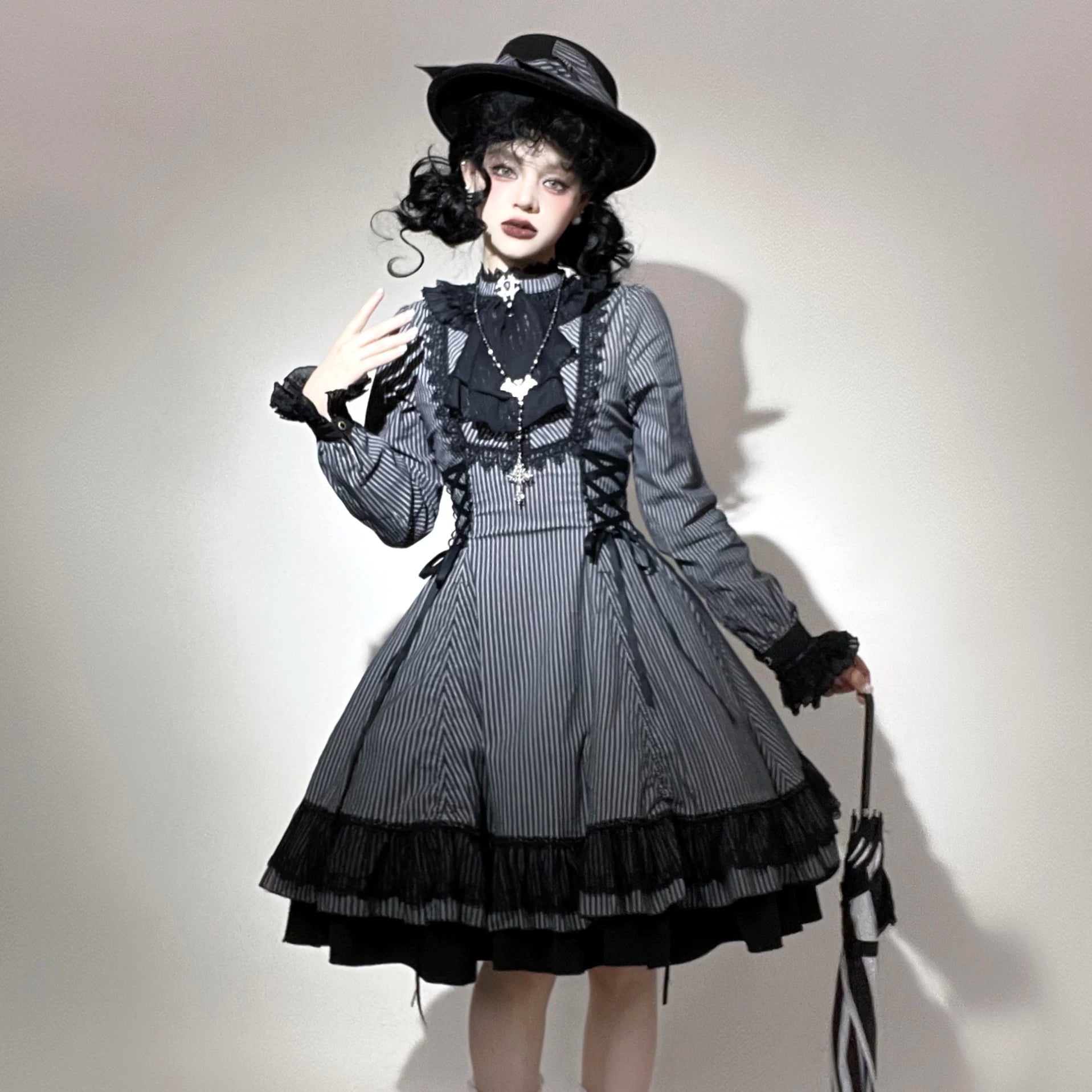 Perint Manor - Gothic Lolita Striped Dress, Tailor-made 44410:808354