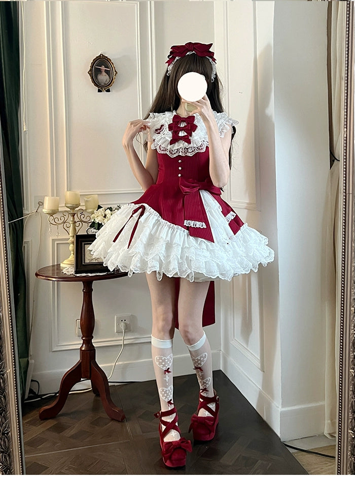 Alice Girl~Arrogant Miss~Sweet Lolita Jumper Dress with Tiered Lace Dress 41484:699388