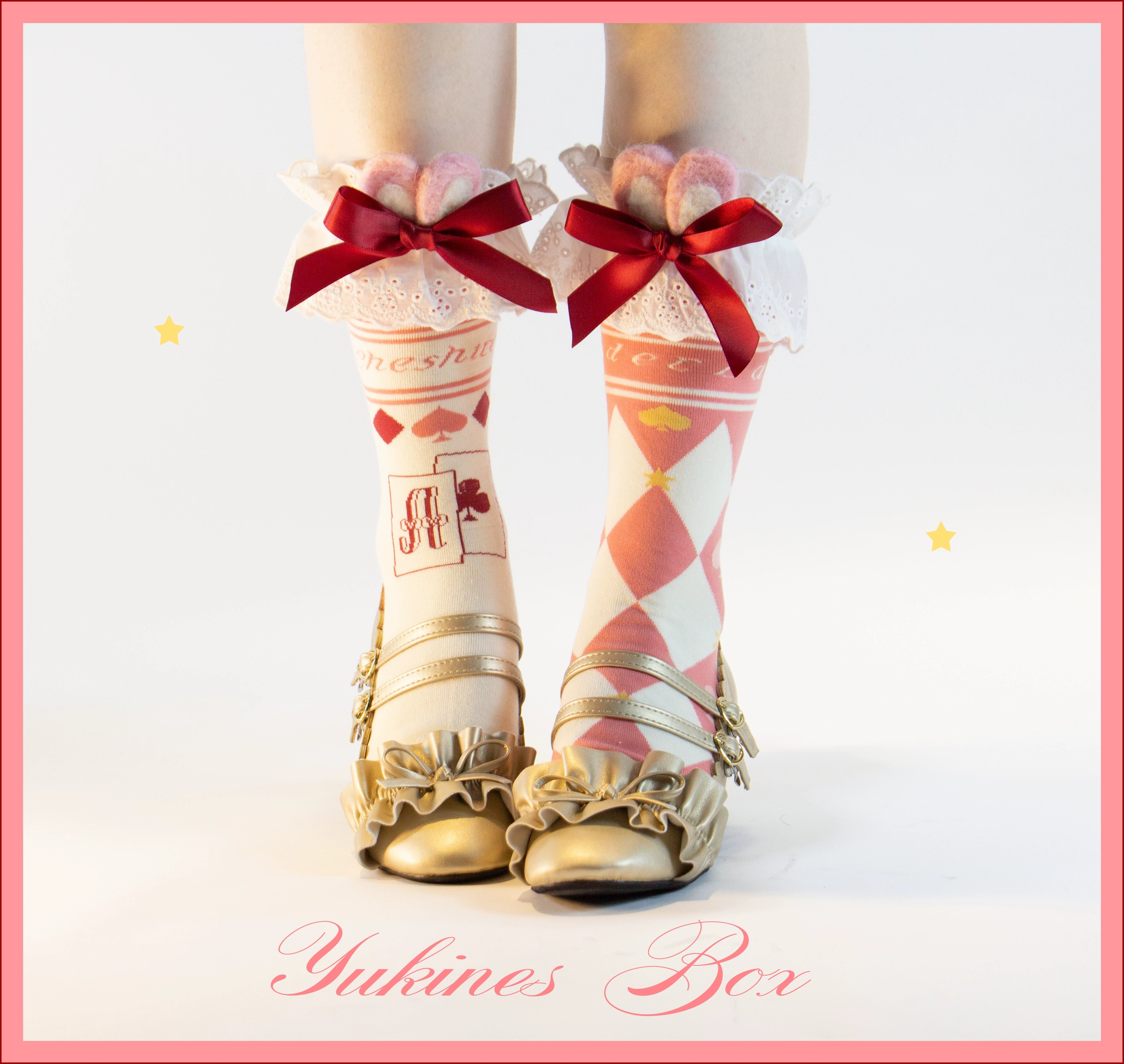 Yukines Box - Daily Lolita Cotton Asymmetric Print Socks
