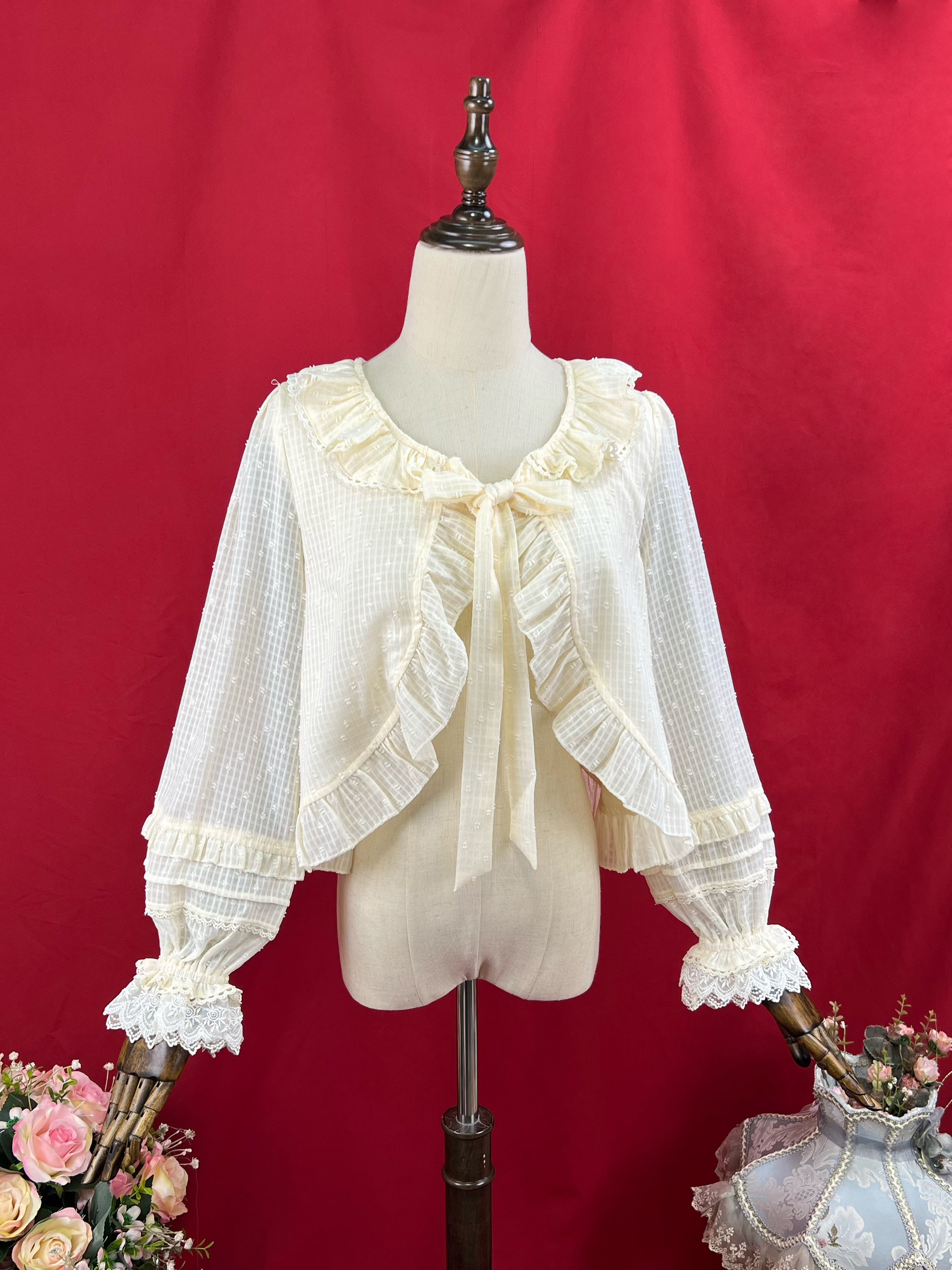 DMFS Lolita - Sweet Lolita Light Cardigan White Apricot Summer Cover-Up Apricot cardigan only S