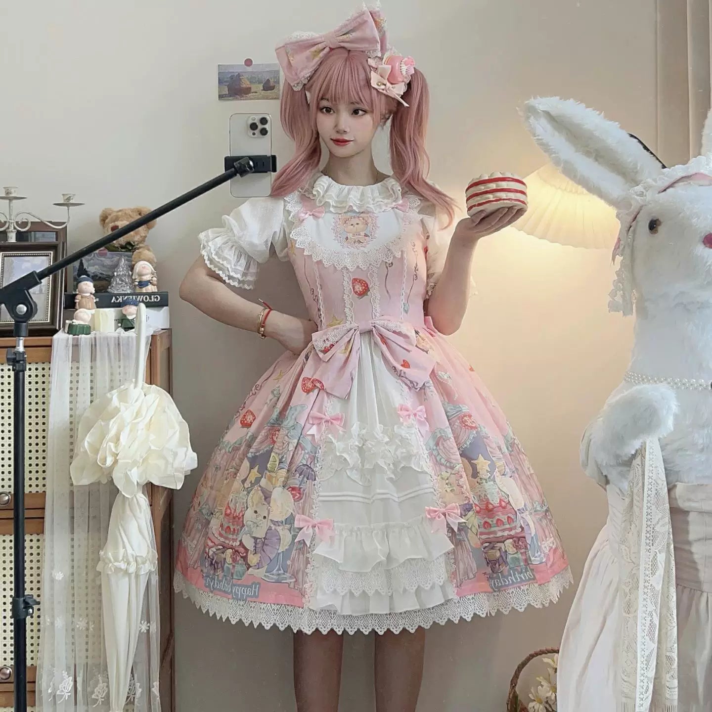 Qiqi Birthday Party - Plus Size Printed Sweet Lolita JSK, Front-open Design 45854:865268