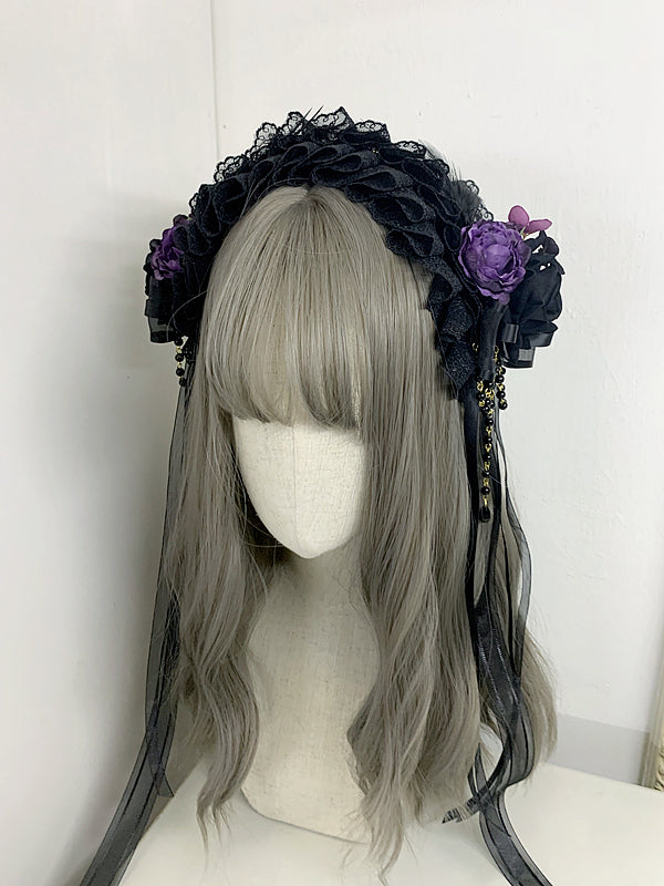 Sweet Jelly Lolita - GothicLolita Headdress Lace Headband with Delicate Florals