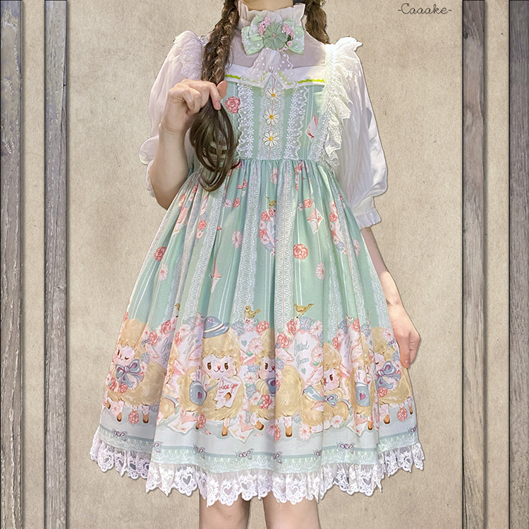 Chemical Romance - Lamb Postman - Sweet Lolita Printed JSK Dress S mint green