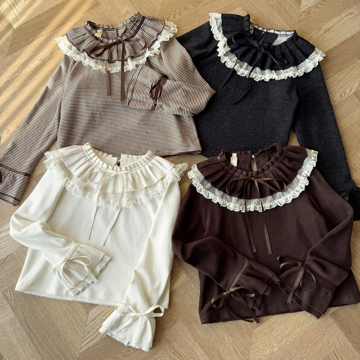Himawari - Sweet Lolita Long Sleeve Blouse, Tiered Ruffle Collar 45973:869683