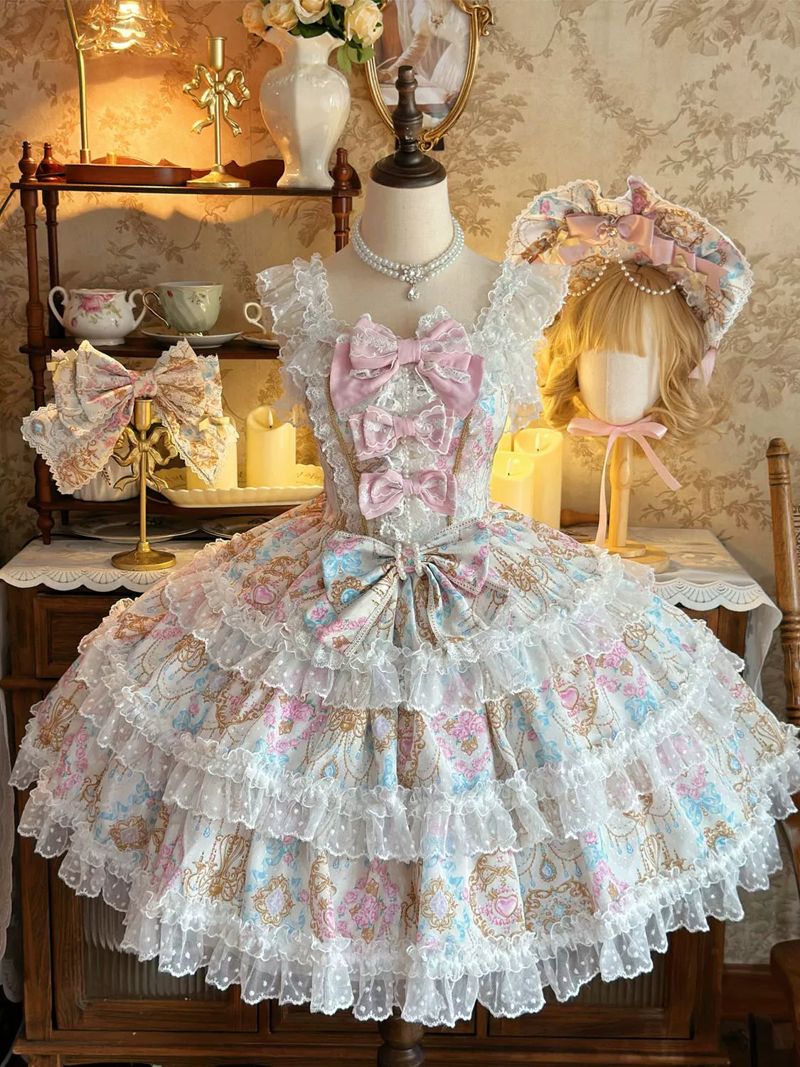 Hanguliang - Candelabra Ode - Doll-like Sweet Lolita JSK Dress, Side Zipper (L M S) 44097:795867