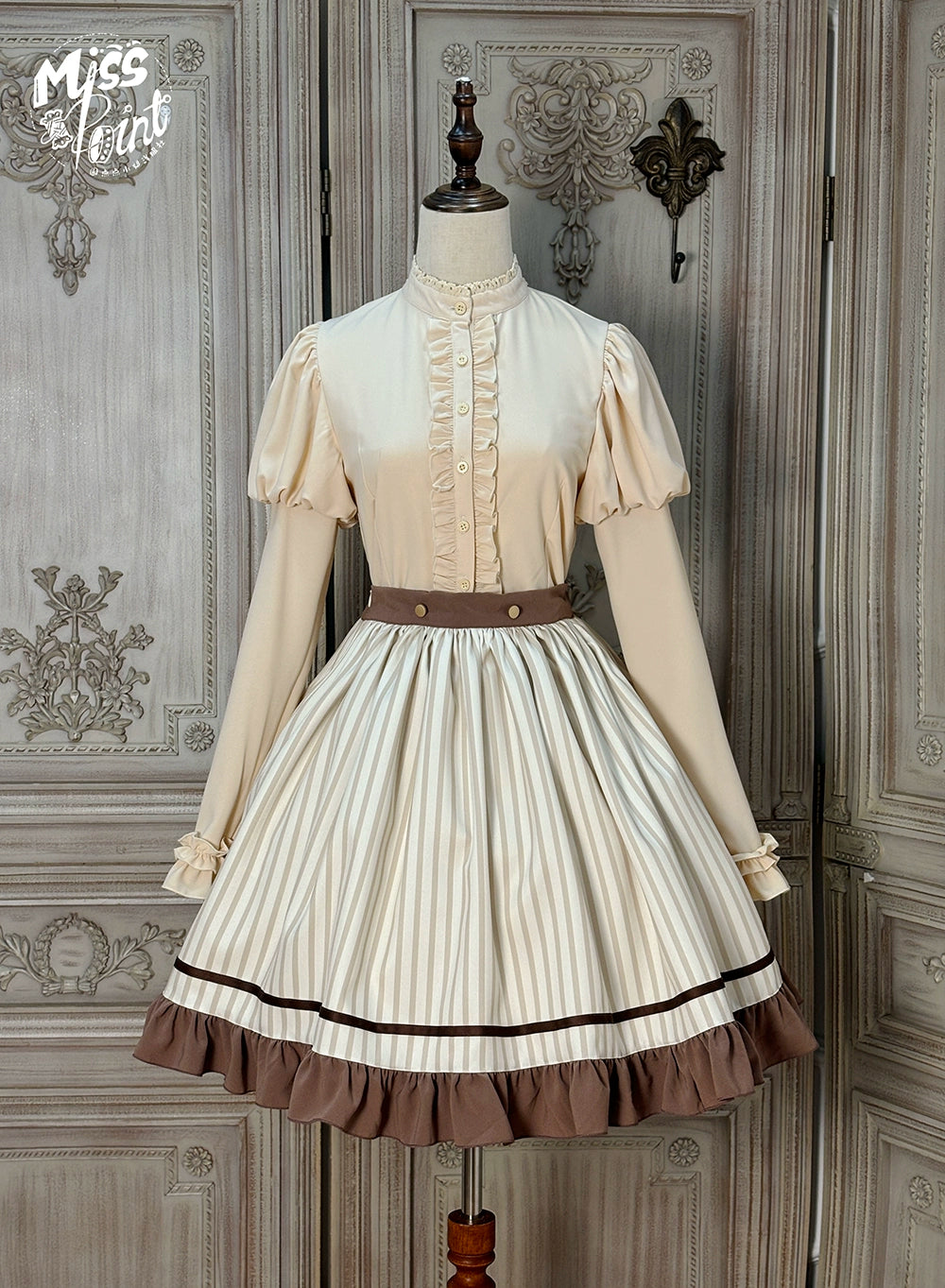 Miss Point - Classical Chocolate - Classic Lolita Skirt Elegant Striped SK 40814:677044