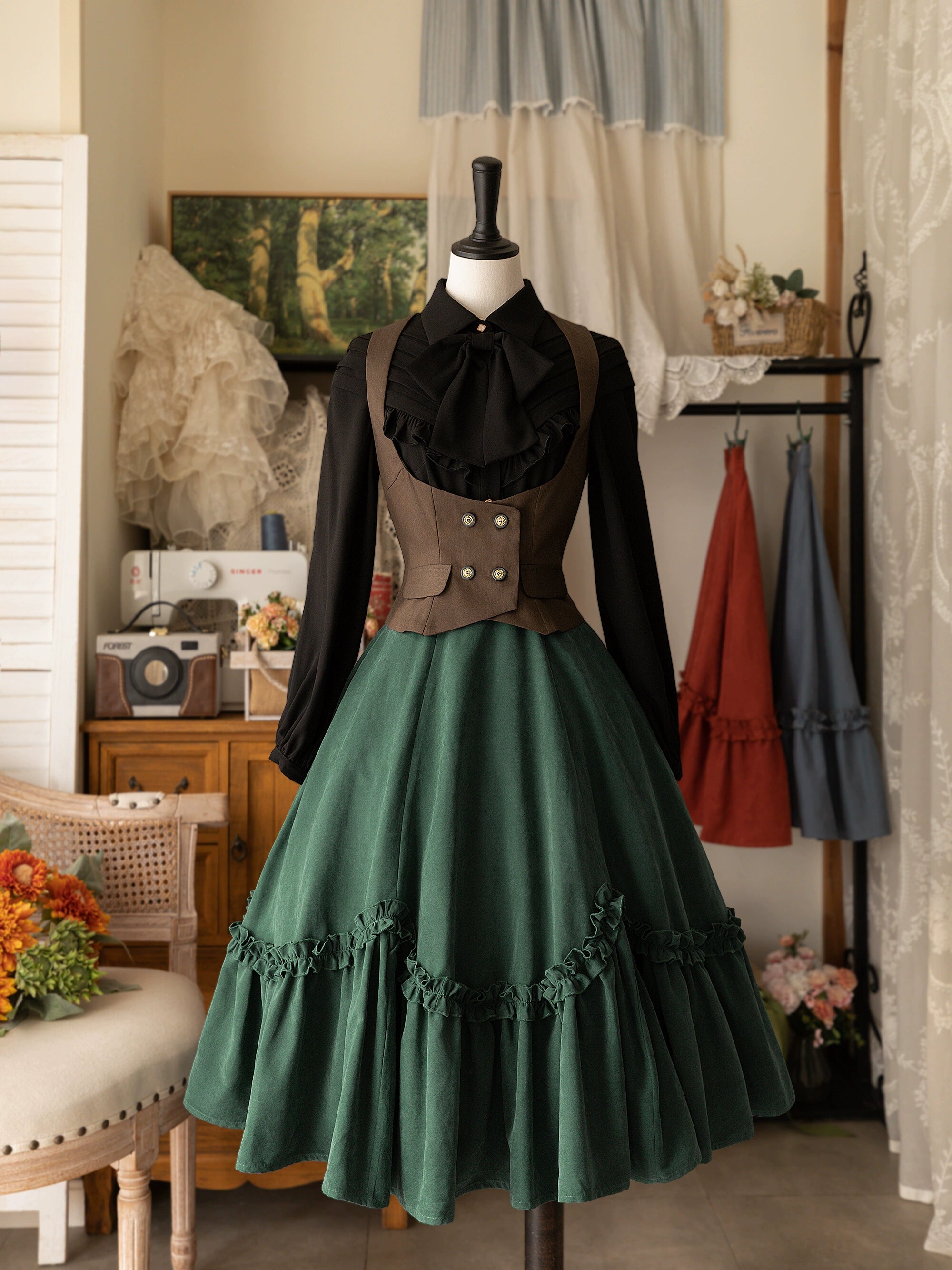 Forest Wardrobe - Forest Basket - Elegant Lolita Skirt Retro Classic Petal Swing Skirt