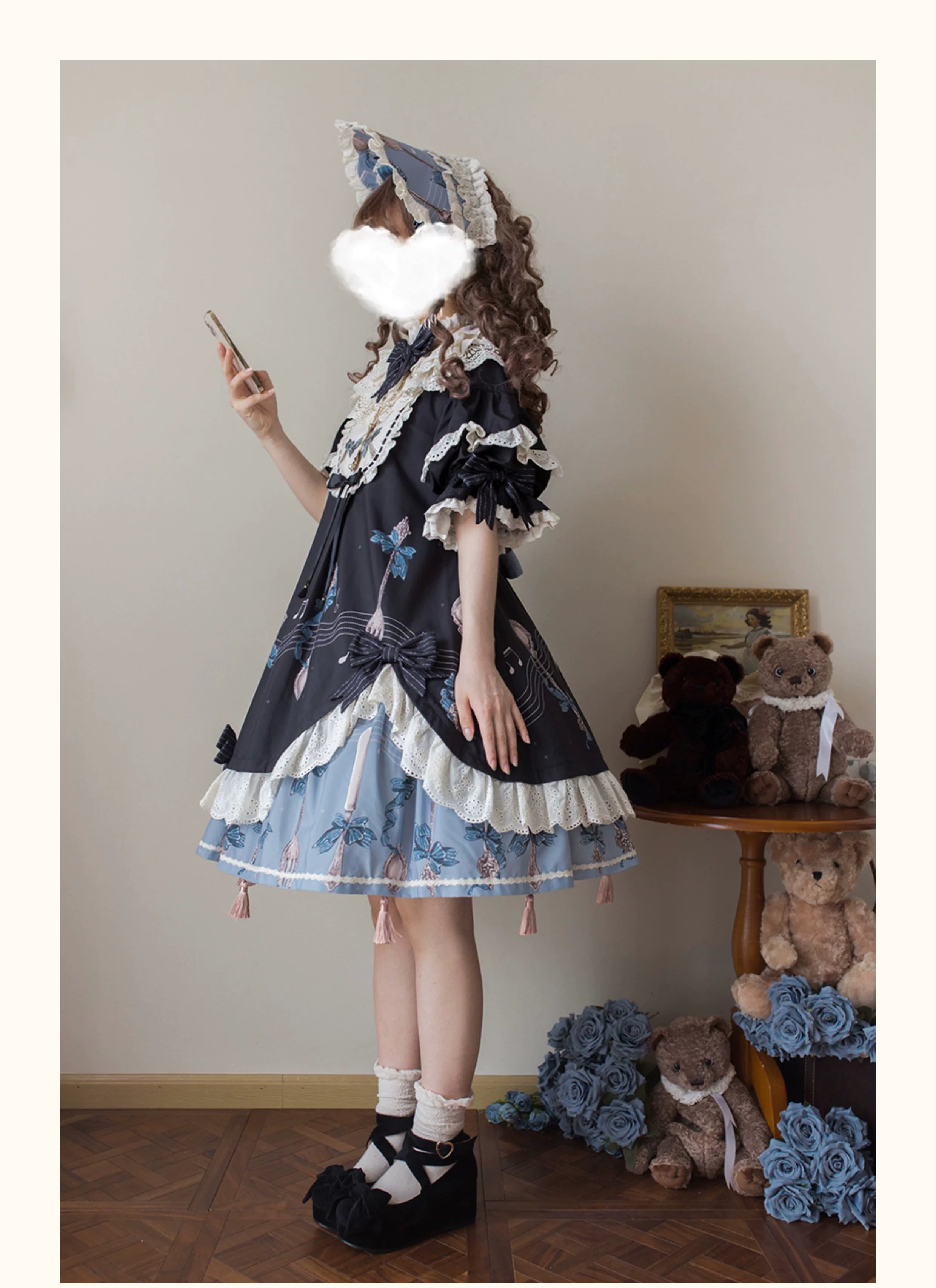 Witch's Banquet - Printed Doll-like Sweet Lolita OP, Apron-like Front 44634:816910