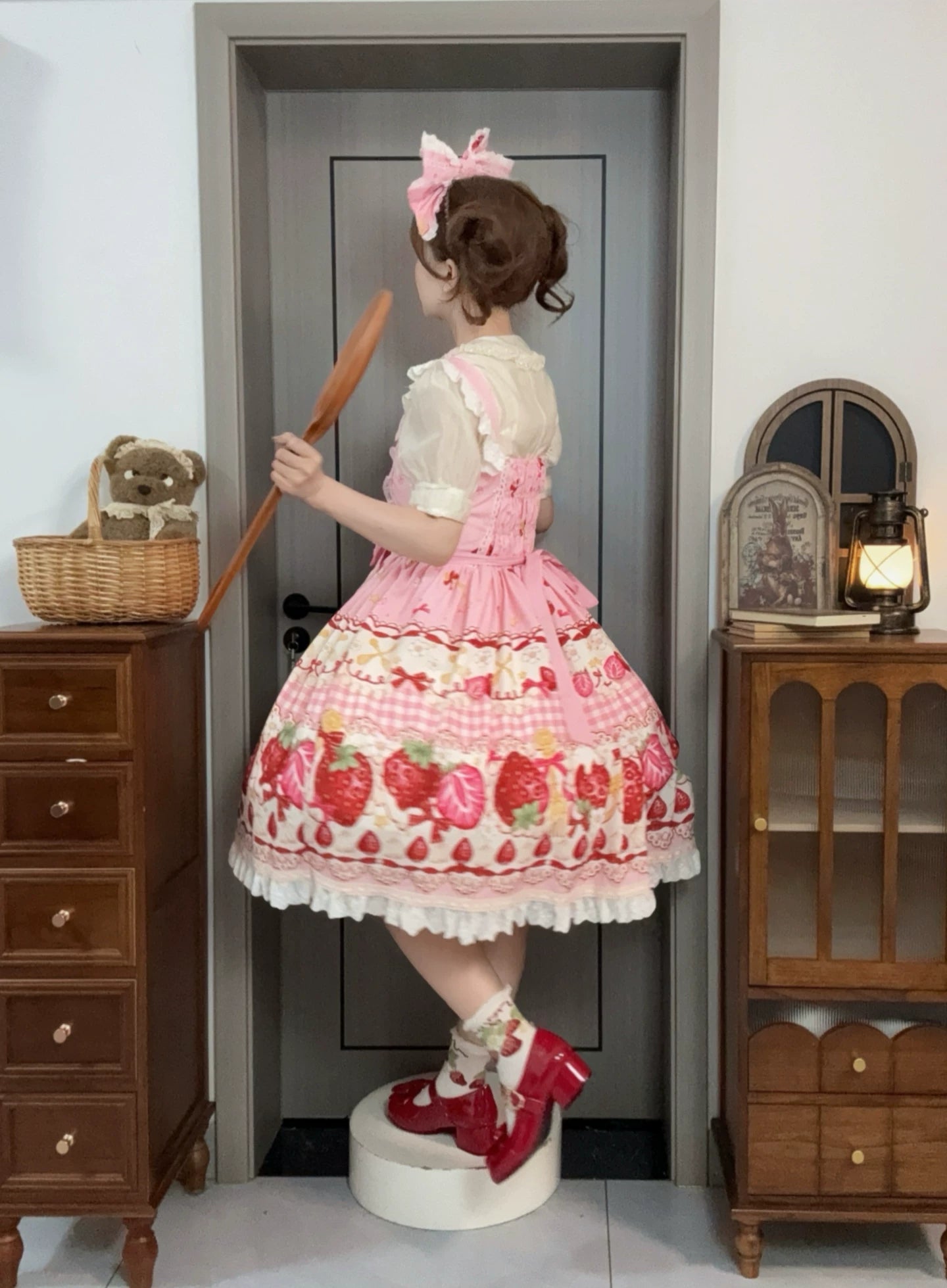 Plaid Strawberry Jam - Sweet Lolita Strawberry Printed JSK Dress 45545:852996
