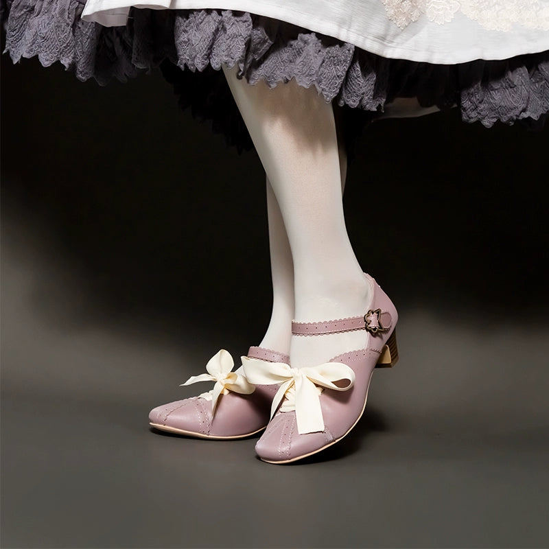 MR.Qiutian - Pictorial Girl - Han Lolita Shoes Retro Lolita Chinese Style Shoes Rose pink 35