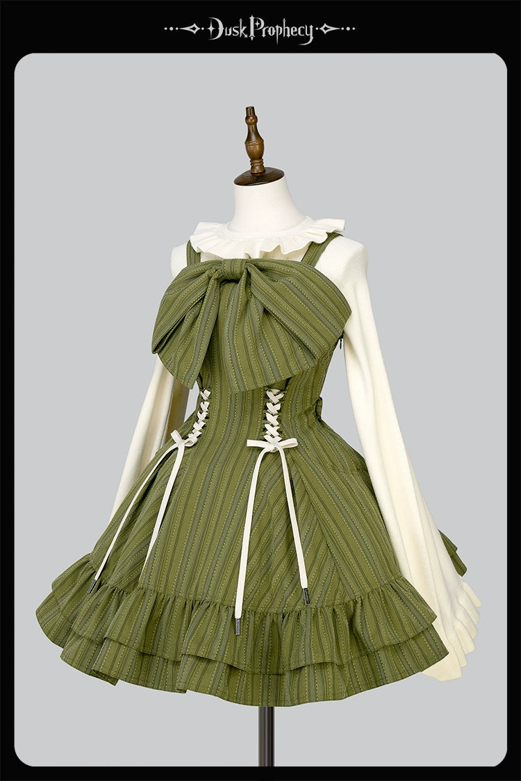 DuskProphecy - Heron - Classic Lolita Striped JSK Dress, Halter Neckline 44313:802929