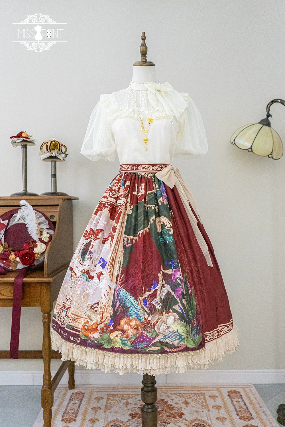 Miss Point~Kaleidoscope~Classical Lolita Shirt Dot Gauze Detachable Puff Sleeve Blouse Customized 35392:488868