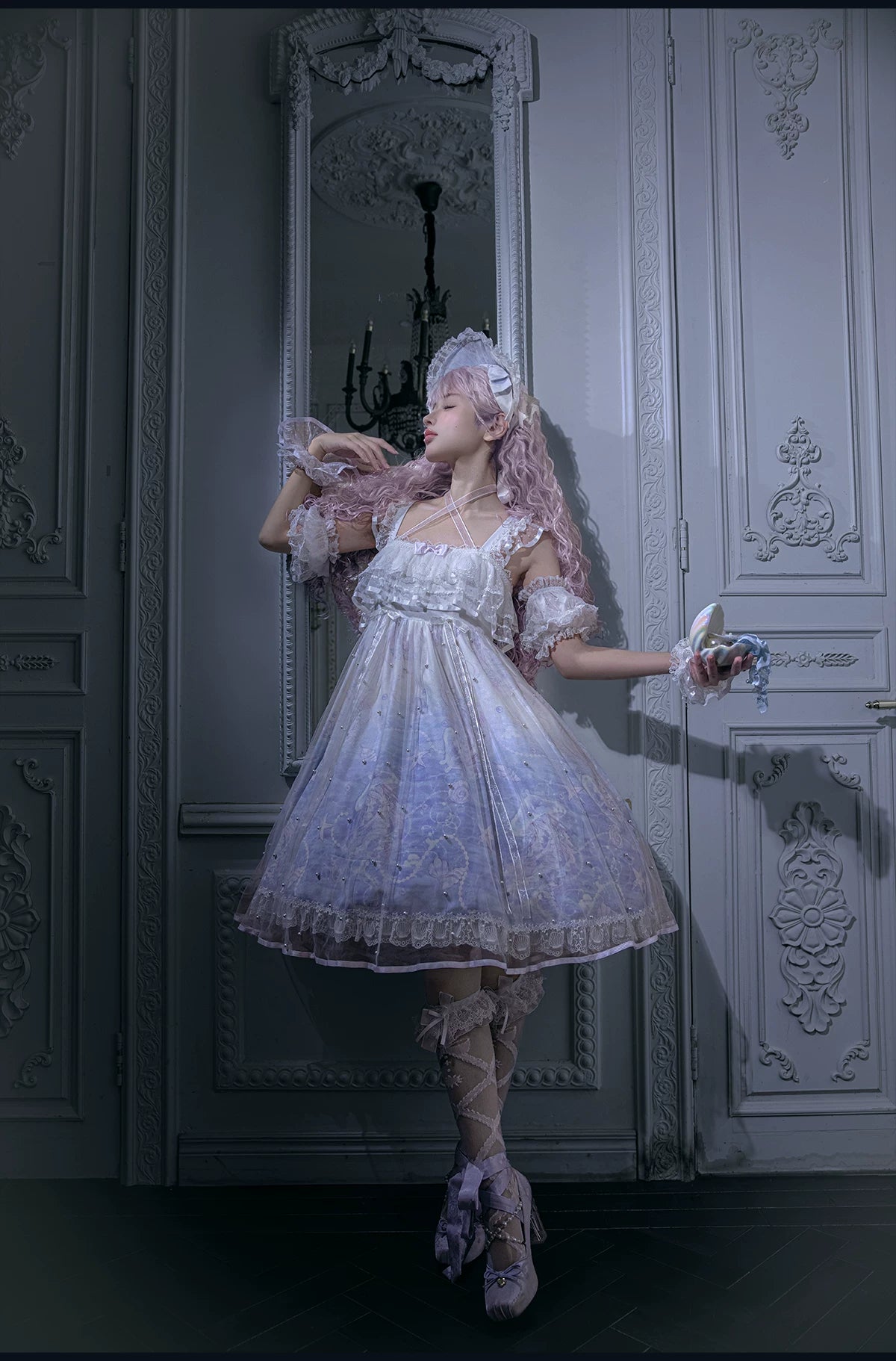 Windchime Jellyfish - Sweet Lolita Halter Neck JSK Dress, Jellyfish Print & Overlay 45756:861332