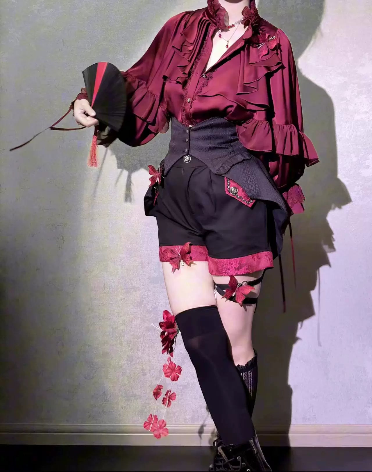 Blue Moon Bone Erosion - Gothic Lolita Waist Cincher, Bat Wing Hem 44453:809570