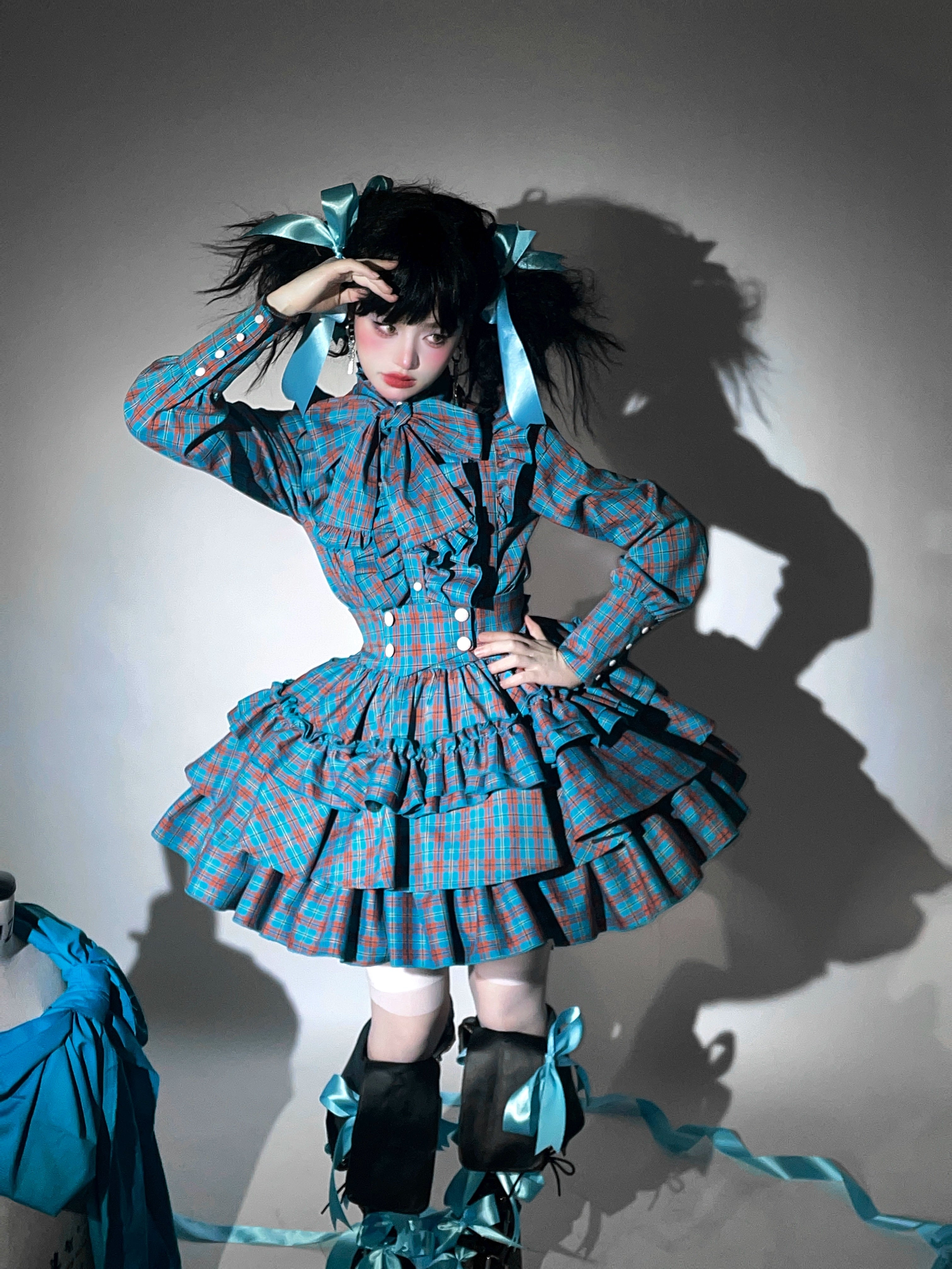 Humanoid Gift Box - Plaid Gothic Lolita Blouse & SK 44028:792586